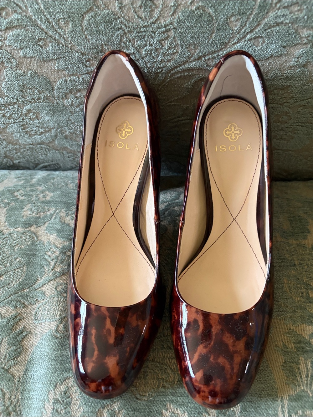 Isola Brown Tortoiseshell Patent Leather Pumps